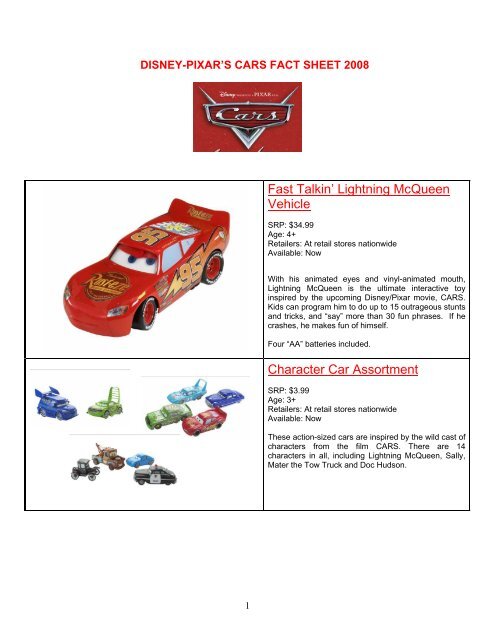Fast Talkin Lightning Mcqueen Vehicle Character Car Disney