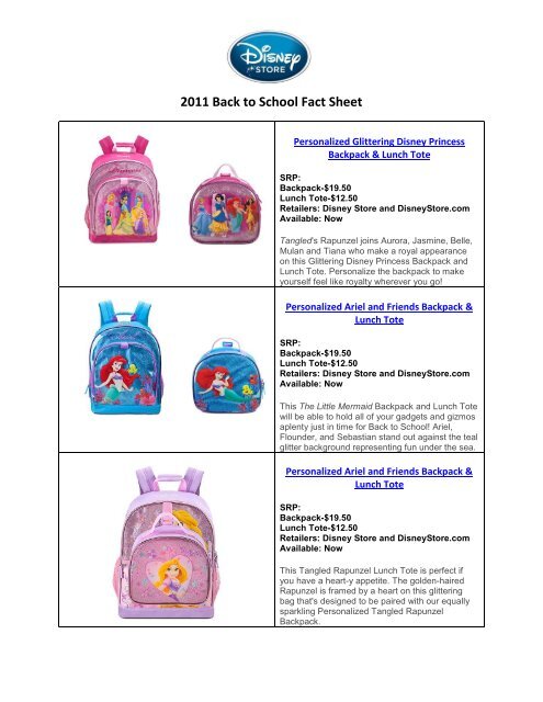 Personalized Disney Princess Backpack and Lunch Box Combo