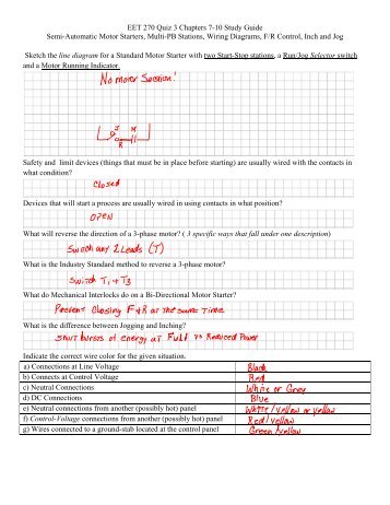 EET 270 Quiz 3 Chapters 7-10 Study Guide Semi-Automatic Motor ...