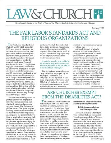 the fair labor standards act and religious organizations