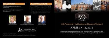 50th Anniversary Celebration and Reunion Weekend - Cumberland ...
