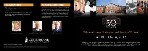 50th Anniversary Celebration and Reunion Weekend - Cumberland ...