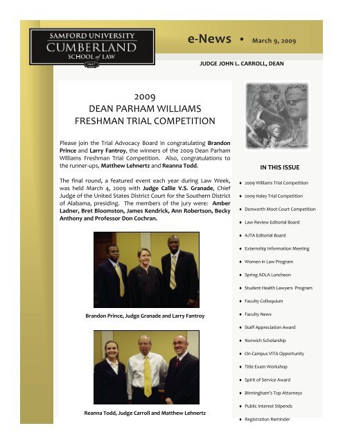 2009 DEAN PARHAM WILLIAMS FRESHMAN TRIAL COMPETITION