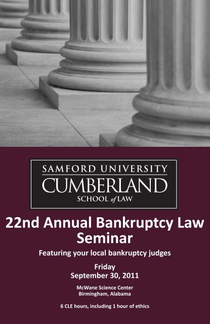 22nd Annual Bankruptcy Law Seminar - Cumberland School of Law ...