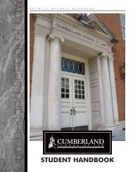 2010-2011 Student Handbook - Cumberland School of Law ...