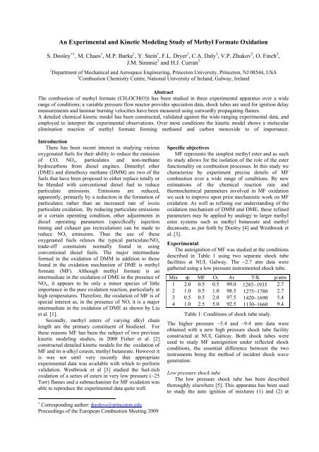An experimental and kinetic modeling study of methyl formate ...