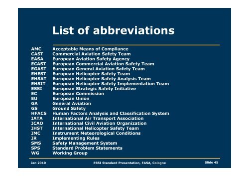 ESSI Standard Presentation 2010 - European Aviation Safety ...