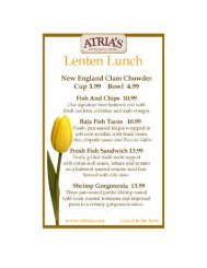 Lenten Lunch - Atria's Restaurant and Tavern