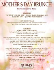 MOTHER'S DAY BRUNCH - Atria's Restaurant and Tavern