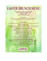 EASTER BRUNCH MENU - Atria's Restaurant and Tavern
