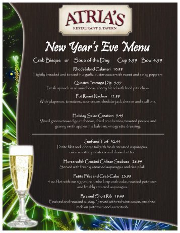 New Year's Eve Menu