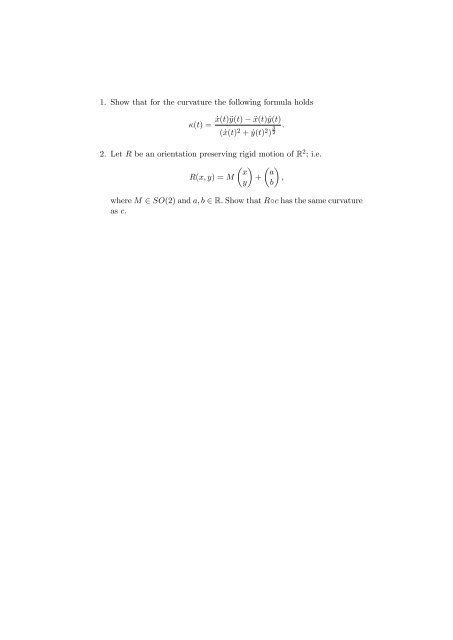 Differential Geometry I: Worksheet 1 - Freie Universität Berlin