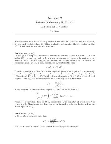 Worksheet 2 Differential Geometry II, SS 2008