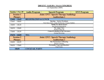 Speech Program ENT Program Session 1 Plenary Joint - ENT Society