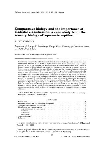 Comparative biology and the importance of cladistic classification: a ...