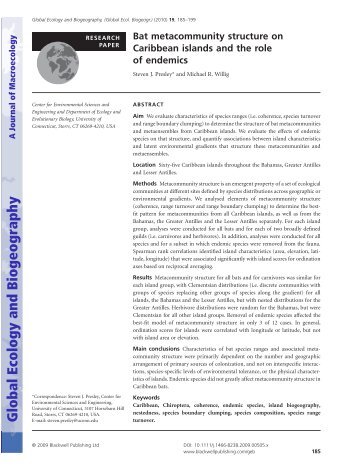 Bat metacommunity structure on Caribbean islands and the role