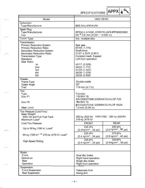 VMX12 Service Manual - V-Max Outlaw