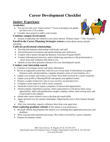 Career Development Checklist