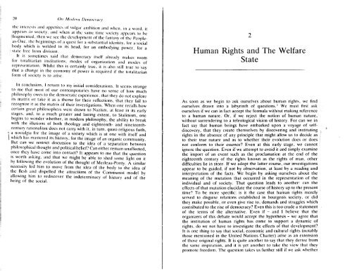 Claude Lefort, "Human Rights and the Welfare State" - doublesession