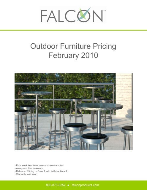 Outdoor Furniture Pricing February 2010