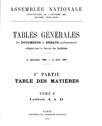 A à D - Archives de l'Assemblée nationale