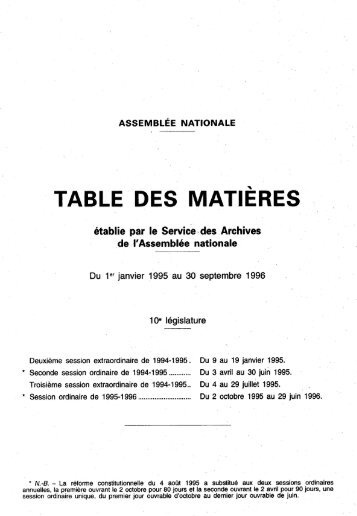 1995-1996 - Archives de l'Assemblée nationale