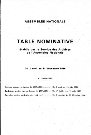 1986 - Archives de l'Assemblée nationale