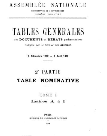 TABLES G1;1 ERAL E S - Archives de l'Assemblée nationale