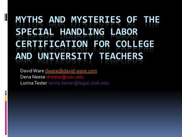 The Special Handling Labor Certification for College and University ...