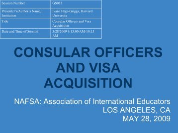 CONSULAR OFFICERS AND VISA ACQUISITION