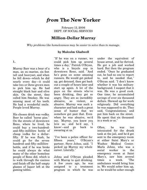 Million Dollar Murray Article And Questions Combined