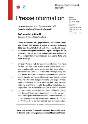 CAP Vakuform GmbH - Sparkassenverband Bayern