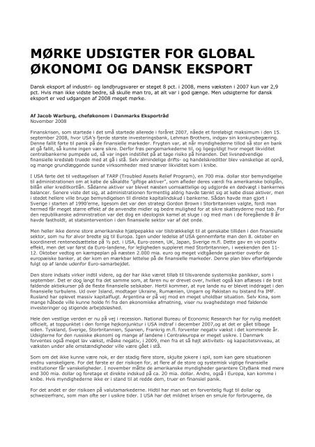 Mørke udsigter for global økonomi og dansk eksport