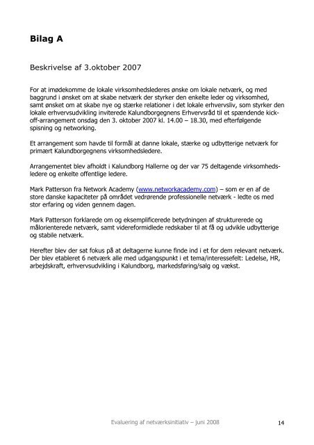 Netværks-evaluering 2008 - Kalundborgegnens Erhvervsråd