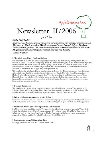 Newsletter II/2006 - Apfelbäumchen Nußloch
