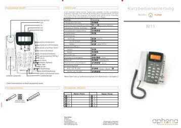 Kurzbedienanleitung M11 - Aphona.