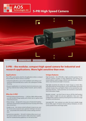 S-PRI High Speed Camera - AOS Technologies AG