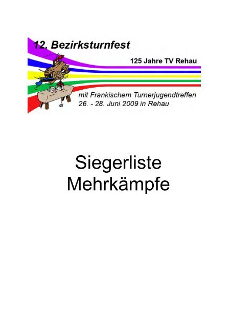 Siegerliste Mehrkämpfe - Turnerschaft Selb