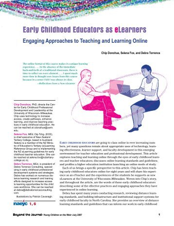 Early Childhood Educators as eLearners - Young Children ...