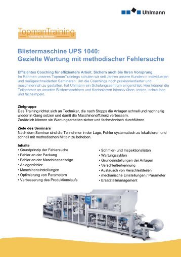 Blistermaschine UPS 1040 - Uhlmann Pac-Systeme GmbH & Co. KG