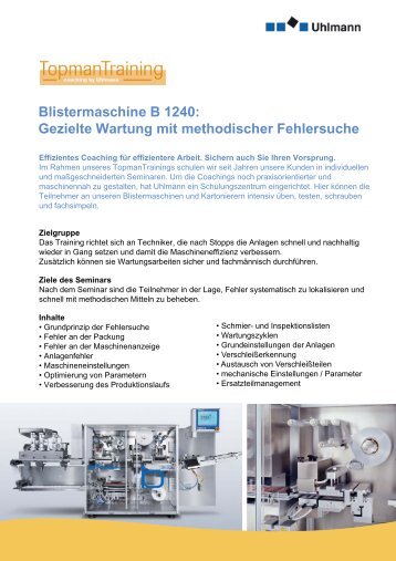 Blistermaschine B 1240 - Uhlmann Pac-Systeme GmbH & Co. KG