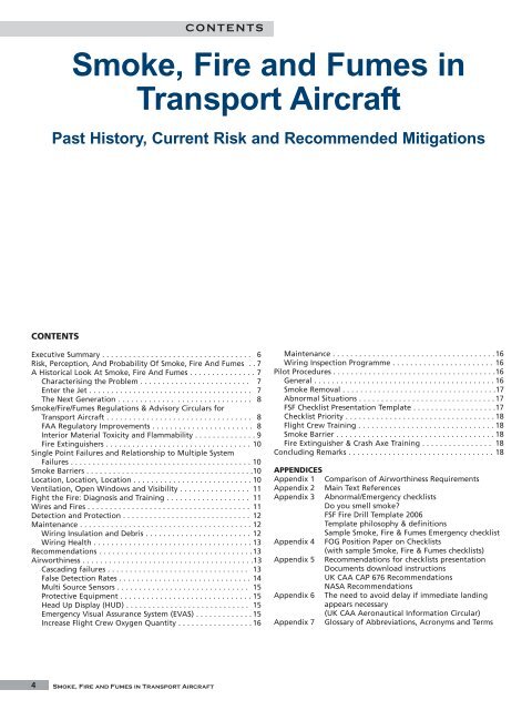 Smoke, Fire and Fumes in Transport Aircraft - Royal Aeronautical ...