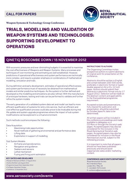Trials Modelling And Validation Of Weapon Systems And Technologies Trials Modelling And Validation Of Weapon Systems And Technologies