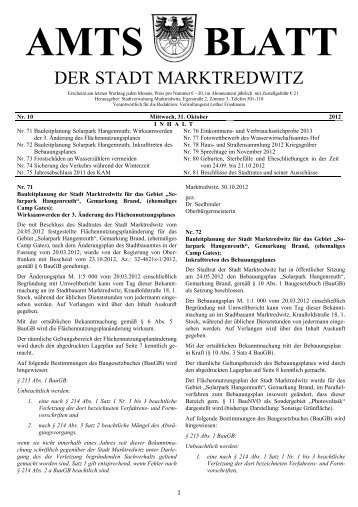 Amtsblatt Nr. 10/2012 - Stadt Marktredwitz