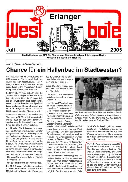 Ausgabe Juli 2005 des Westboten - SPD Erlangen