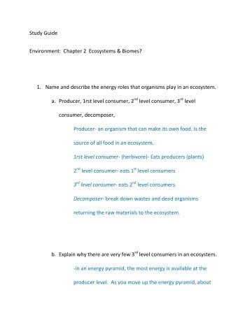 Study Guide Environment: Chapter 2 Ecosystems & Biomes? 1 ...