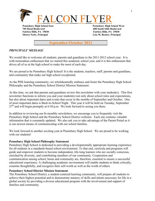 Sept-Oct 2011 Falcon Flyer (pdf) - Pennsbury School District