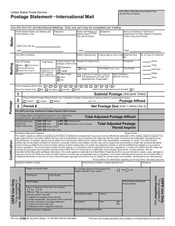 Postage Statement—International Mail - USPS.com® - About