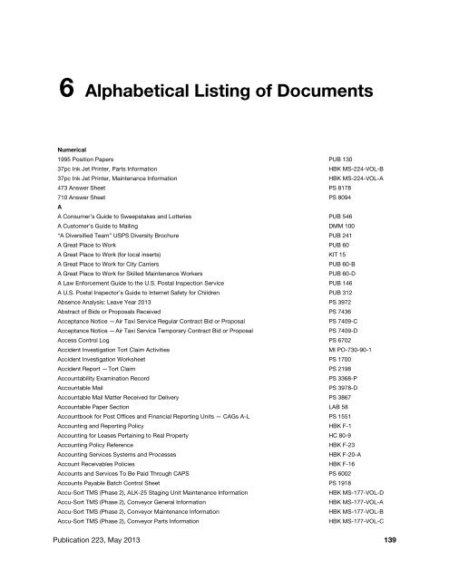 Directives and Forms Catalog - USPS.com® - About