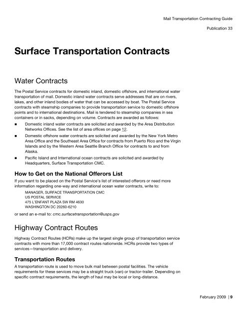 Publication 33 - Mail Transportation Contracting Guide - USPS.com